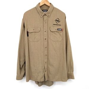 PGE Flame Resistant Work Uniform Shirt Collared Long Sleeve FRMC Khaki Men's XL